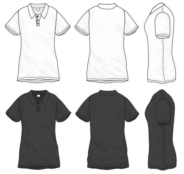 Plantilla de diseño de camiseta Polo blanco negro — Archivo Imágenes Vectoriales