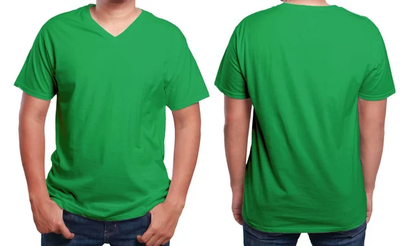 Green V-Neck shirt design template — Stock Photo, Image