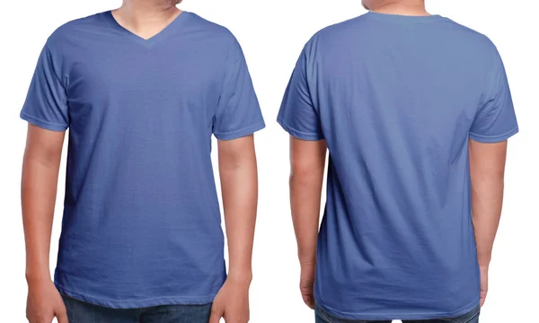 Vorlage für T-Shirt-Design mit blauem V-Ausschnitt — Stockfoto