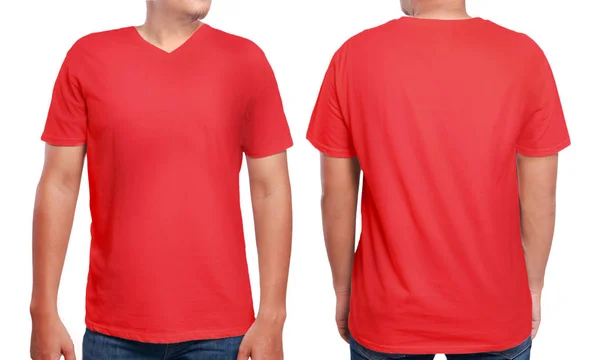 Plantilla de diseño de camisa de cuello en V rojo — Foto de Stock