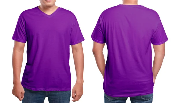Modelo de design de camisa roxa V-Neck — Fotografia de Stock