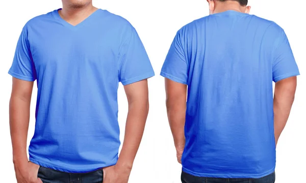 青の v ネックのシャツのデザイン テンプレート — ストック写真