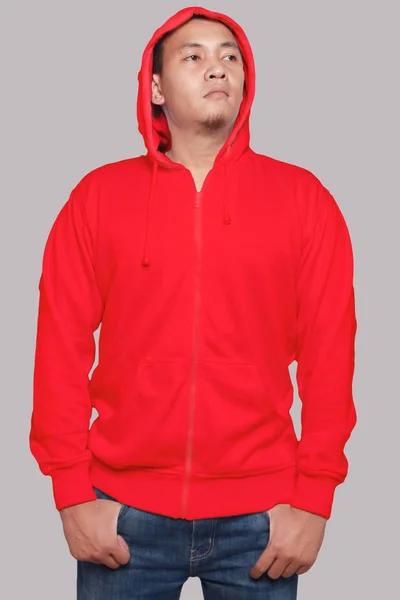 Vermelho Hoodie Mock up — Fotografia de Stock