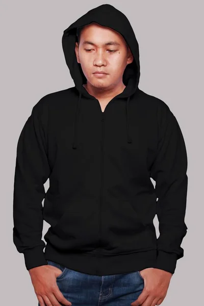 Svart Hoodie Mock upp — Stockfoto