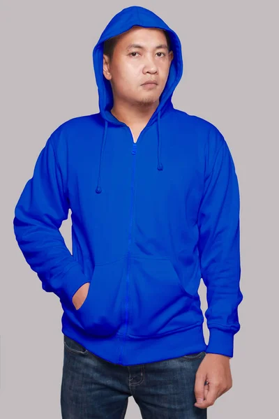 Azul Hoodie Mock up — Fotografia de Stock