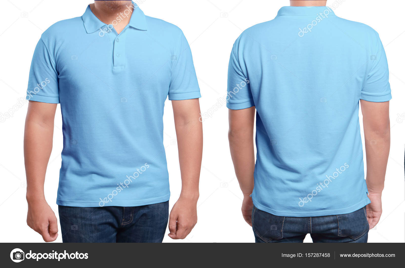 Blue Polo Shirt Mock Front Back View Isolated Male Model Stock Photo C Airdone