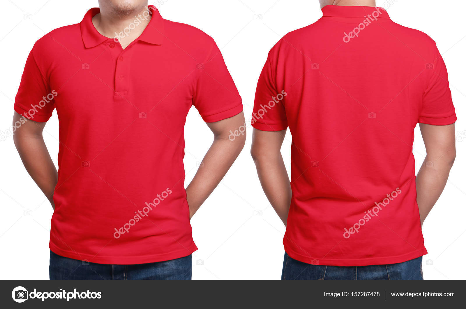 Red Polo Shirt Mock Front Back View 