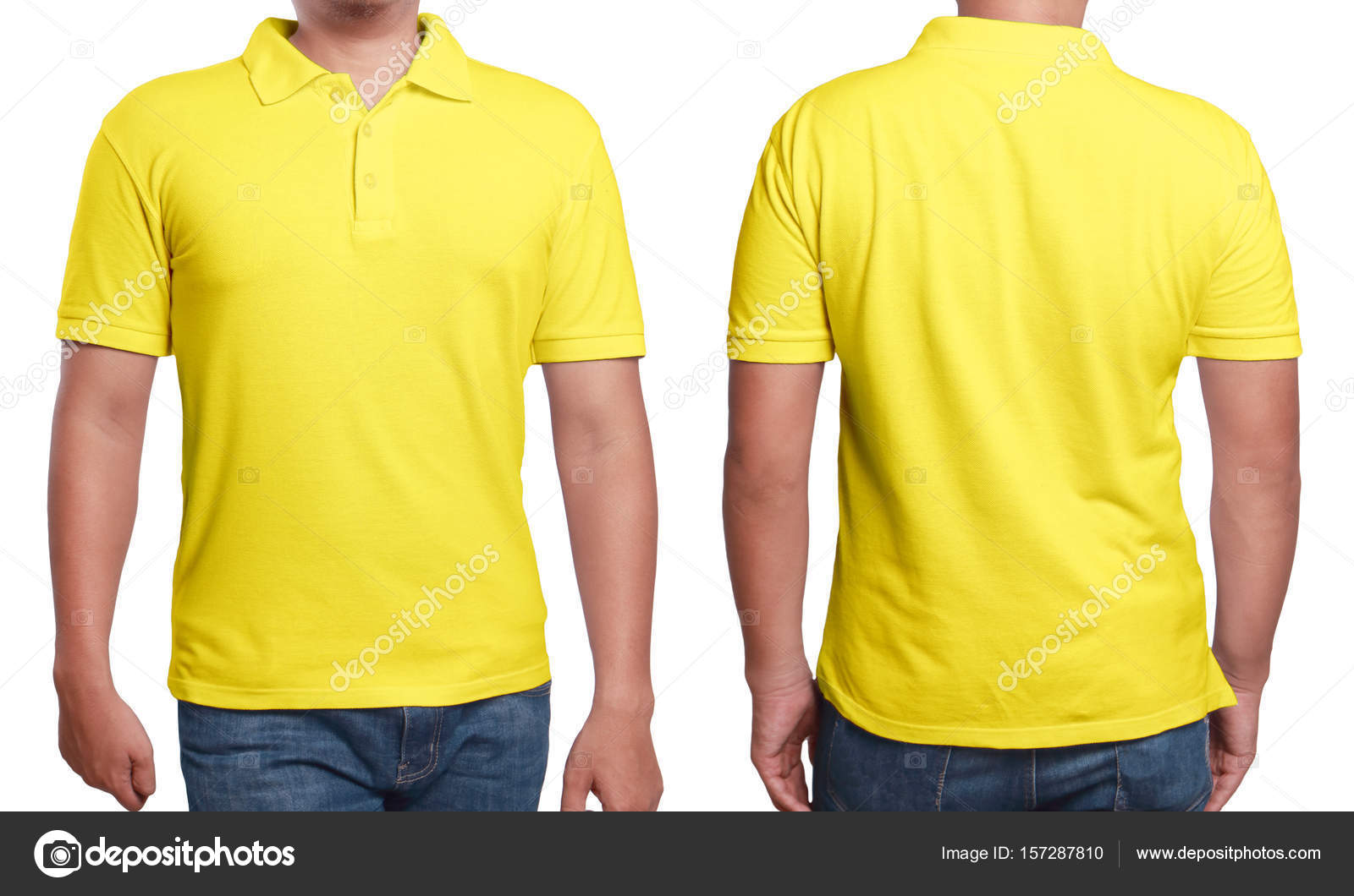 Yellow Plain Shirt Front And Back Yellow Polo Shirt Mock Front Back View Isolated Male Model Stock Photo C Airdone 157287810