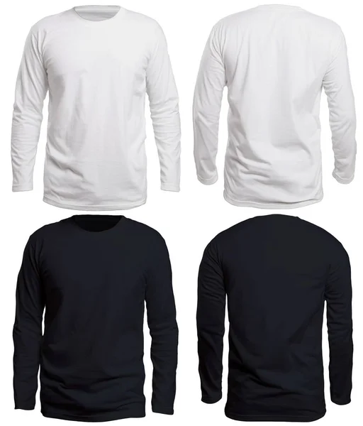 Camisa de manga longa preto e branco Mock up — Fotografia de Stock