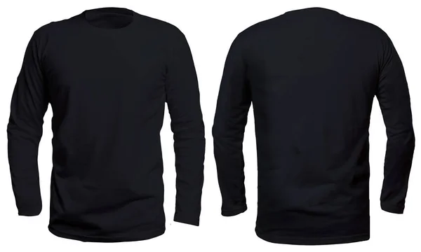 Camiseta Negra Manga Larga Simulada Vista Frontal Trasera Aislada Modelo Foto de stock 230443974 airdone