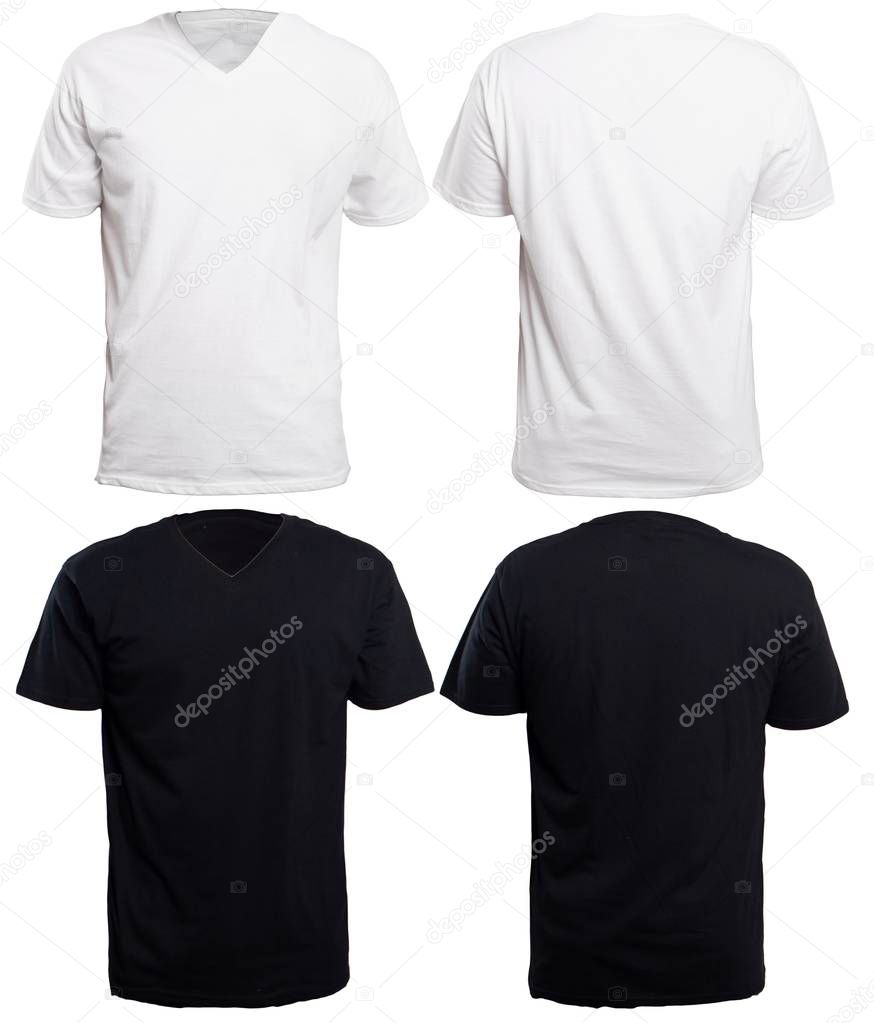 Black and White V-Neck Shirt Mock up