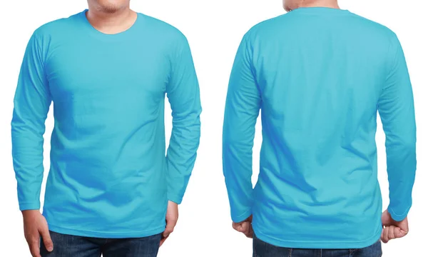 Blue Long Sleeved Shirt Design Template — Stock Photo, Image