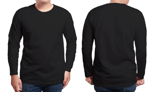 Zwarte lange mouwen Shirt ontwerpsjabloon — Stockfoto