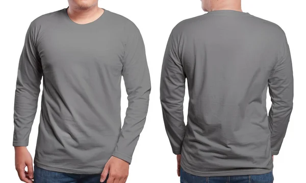 Grijze lange mouwen Shirt ontwerpsjabloon — Stockfoto