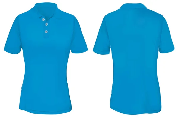 Blauwe Polo Shirt sjabloon voor vrouw — Stockvector