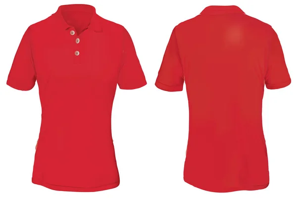 Шаблон рубашки Red Polo для женщин — стоковый вектор