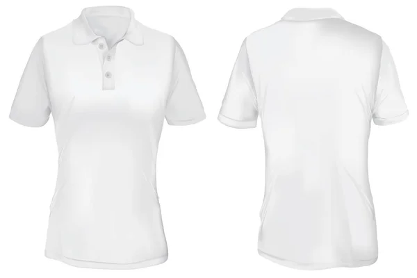 Kadın için beyaz Polo gömlek şablonu — Stok Vektör