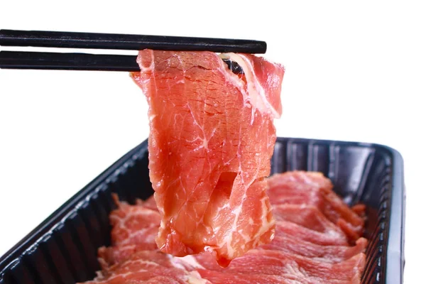 Fotografia de comida. Carne de Sukiyaki crua — Fotografia de Stock