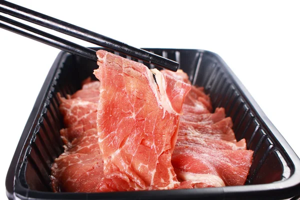 Fotografía gastronómica. Carne cruda de Sukiyaki — Foto de Stock