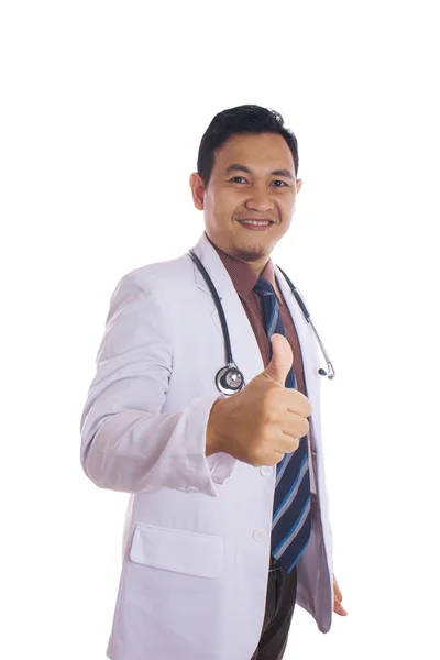 Mannelijke arts duim opdagen — Stockfoto