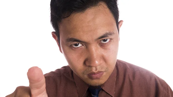 Funny Asian Man Close Up Angry Expression — Stok Foto