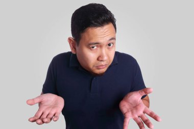 Asian Man Shrug Gesture clipart