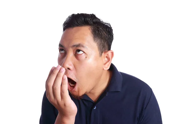 Ázsiai ember ellenőrizze a saját száj szag — Stock Fotó