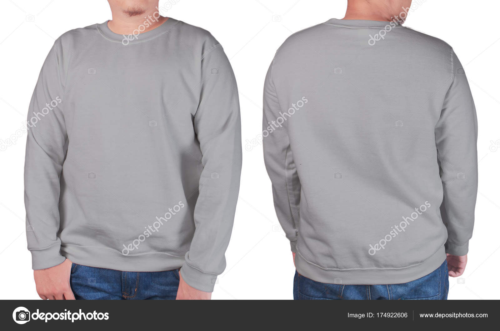 Grey sweater long sleeved shirt mockup template — Stock Photo