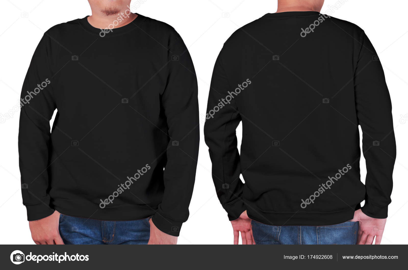 Black Long Sleeved Shirt Design Template Isolated On White With