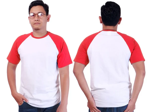 Bianco rosso Ringer Shirt modello Mockup — Foto Stock