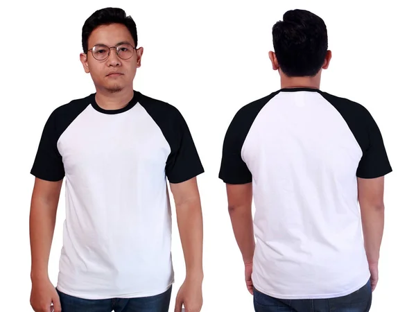 Biały czarno dzwonka koszula makieta szablonu — Zdjęcie stockowe