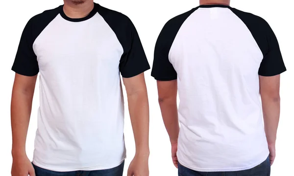 Branco Preto Ringer Shirt Mockup Template — Fotografia de Stock