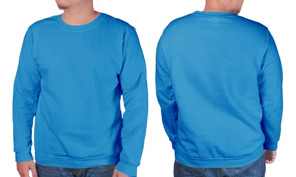 Blauwe trui lange mouwen shirt mockup sjabloon — Stockfoto