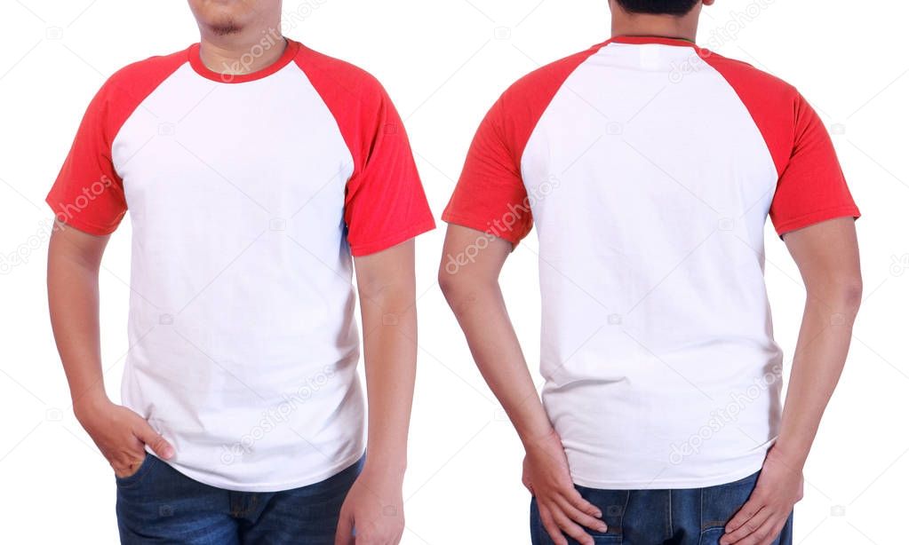 White Red Ringer Shirt Mockup Template