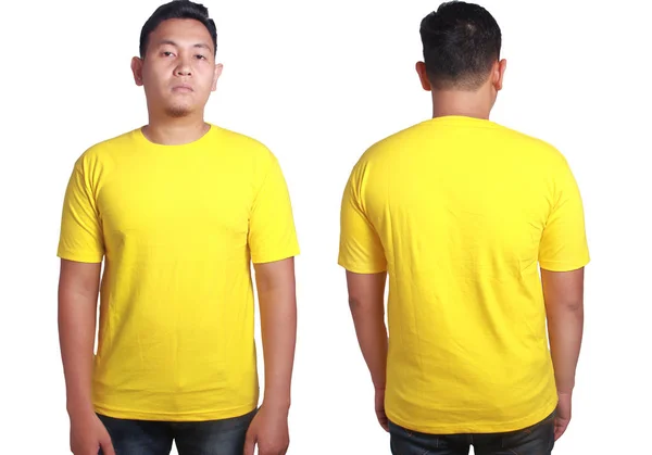 Download Yellow Polo Shirt Mock Front Back View Isolated Male Model ...