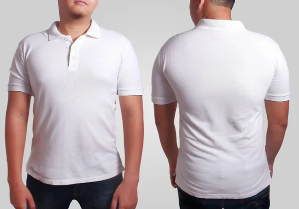 Λευκό πουκάμισο πόλο mockup πρότυπο — Φωτογραφία Αρχείου