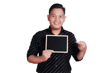 Asya delikanlı küçük Blackboard gösterilen 