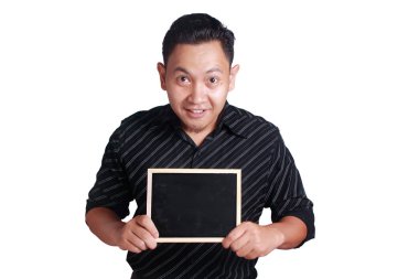 Asya delikanlı küçük Blackboard gösterilen 