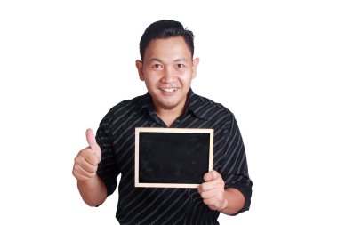 Asya delikanlı küçük Blackboard gösterilen 