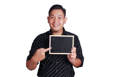 Asya delikanlı küçük Blackboard gösterilen 