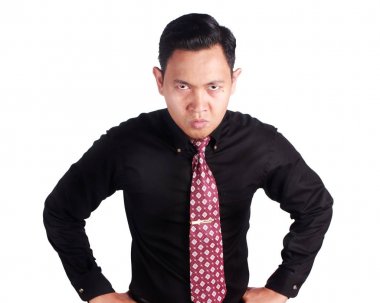 kızgın işadamı üzerinde beyaz izole