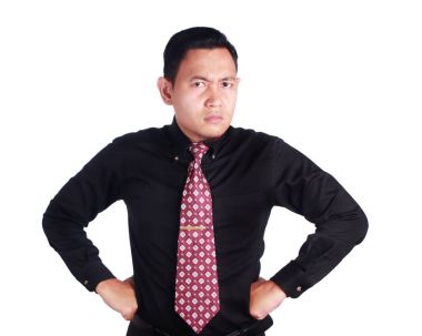 kızgın işadamı üzerinde beyaz izole