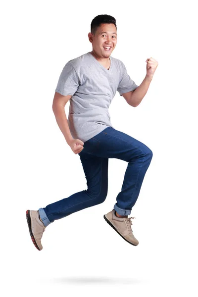 공중 부양입니다. 젊은 아시아 남자 도보 춤 점프 — 스톡 사진