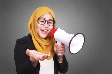 Müslüman işkadını Not megafon, kavramı reklam ile