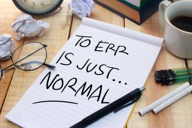 To err is just normal. Motivational Text clipart