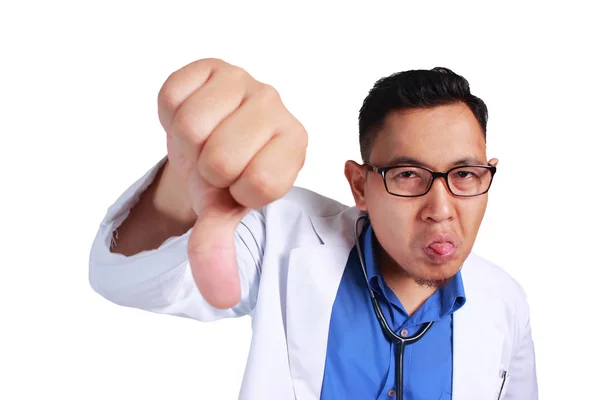 Divertido Doctor Pulgar hacia abajo Gesto — Foto de Stock