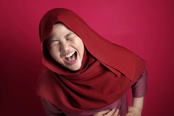 Muslim Lady tertawa Ekspresi Bahagia — Stok Foto