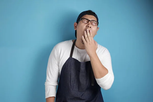 Tired Sleepy Asian Chef or Waiter — Stock Photo, Image