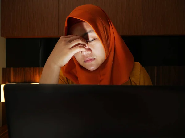 Sad Crying Muslim Businesswoman to See Bad Financial Loss Report