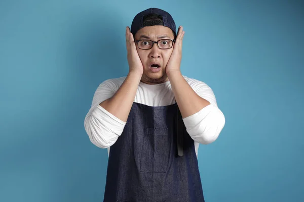 Shocked Asian Chef or Waiter with Mouth Open and Big Eyes